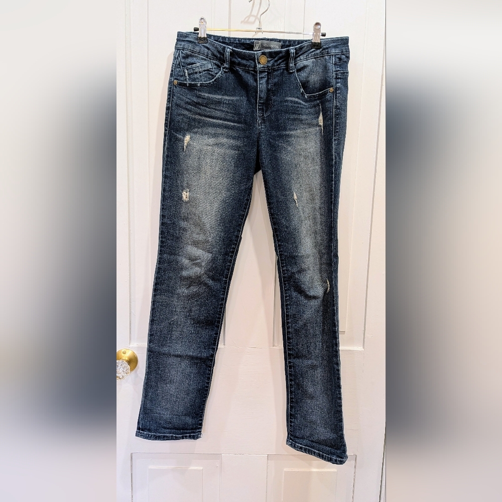 Wit And Wisdom Nordstrom Classic Blue Distressed straight Jeans | 4